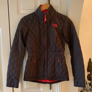 The North Face Women's ThermoBall Quilted Jacket in gray with pink XS